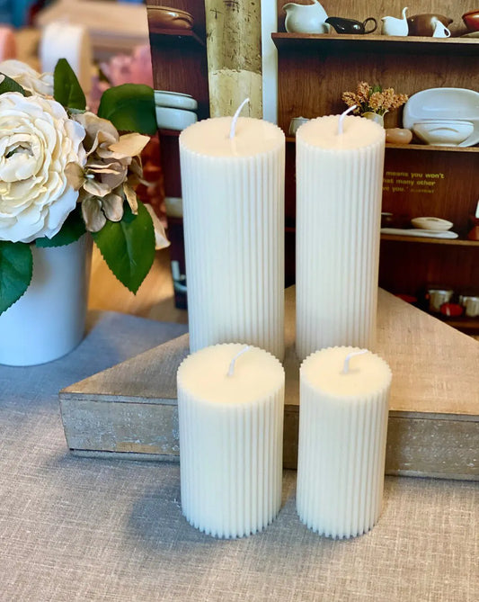 Minimalist Ribbed Pillar Candles